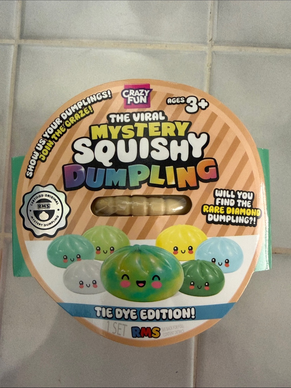 Crazy Fun Mystery Squishy Dumpling - Tie Dye Edition (Green/Yellow/Blue)